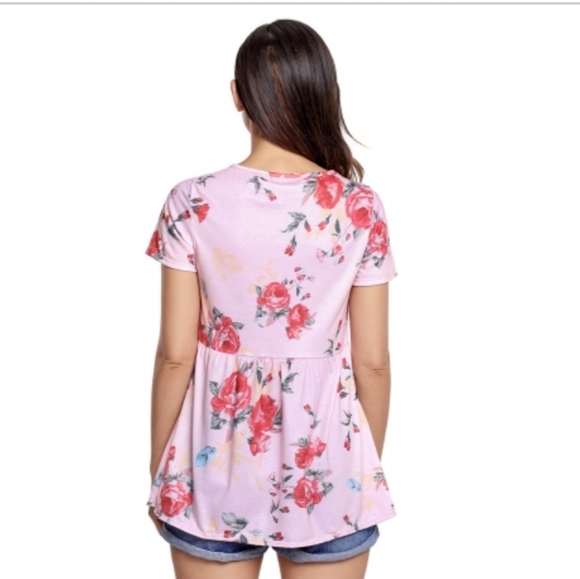 Pink Floral Top With Ties - Picture 2 of 2